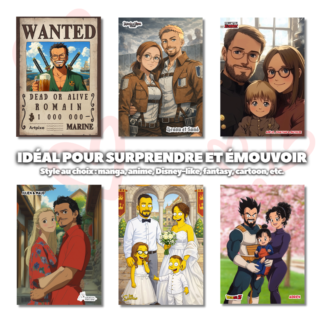 Geschenk zum Valentinstag Personalisierte Manga-Porträts